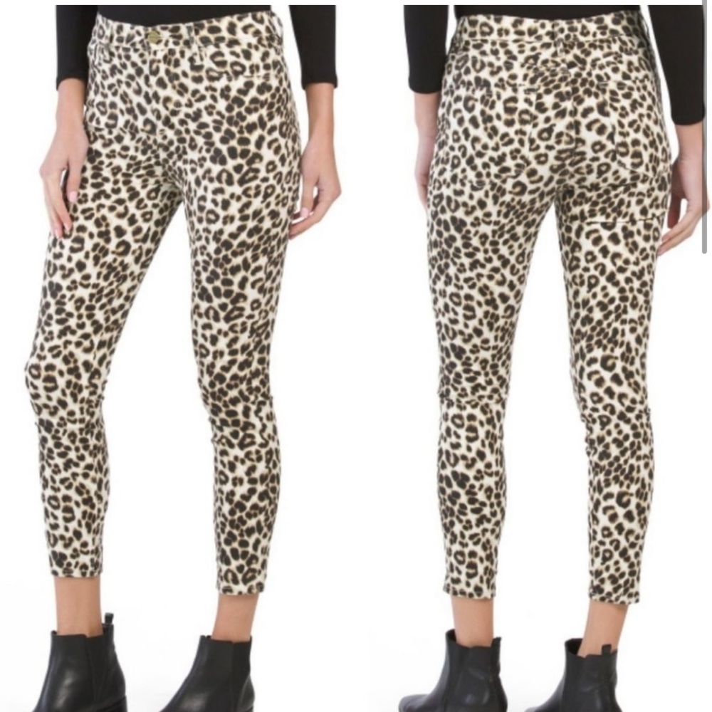 FRAME Denim Ali High Rise Cigarette Leopard Print Beige Multi Jeans Size 27